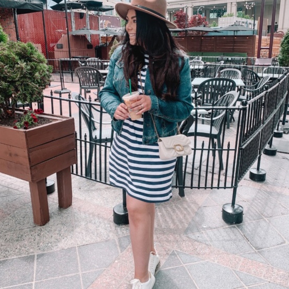 H&M Basic Navy & White Striped T-Shirt Dress - Picture 6 of 6